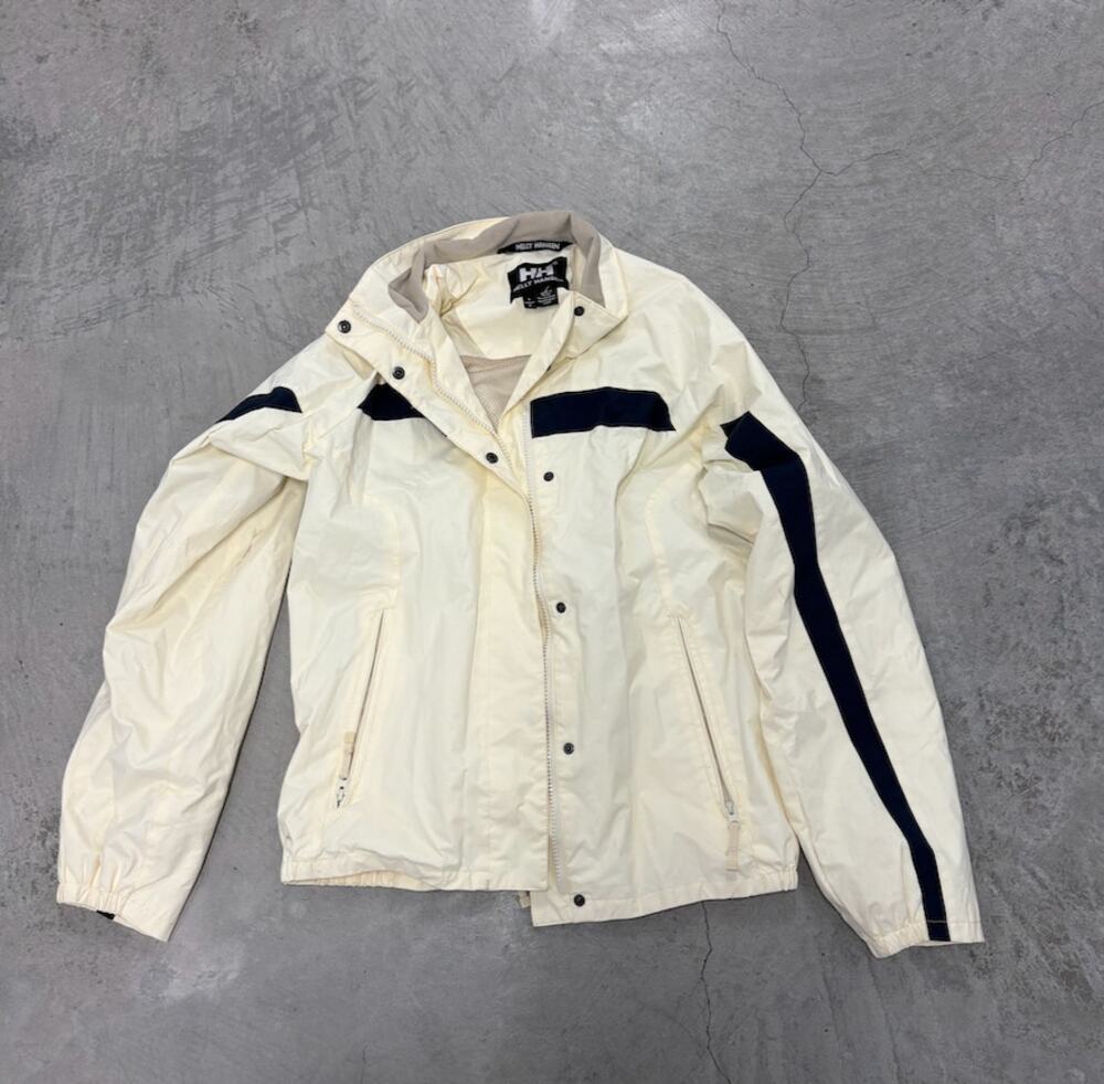 Vintage Helly Hansen Cream Navy Sailing Windbreaker Jacket S
